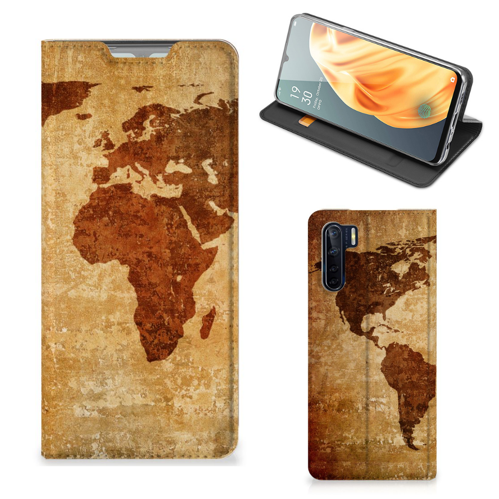 OPPO Reno3 | A91 Book Cover Wereldkaart - B2C Telecom