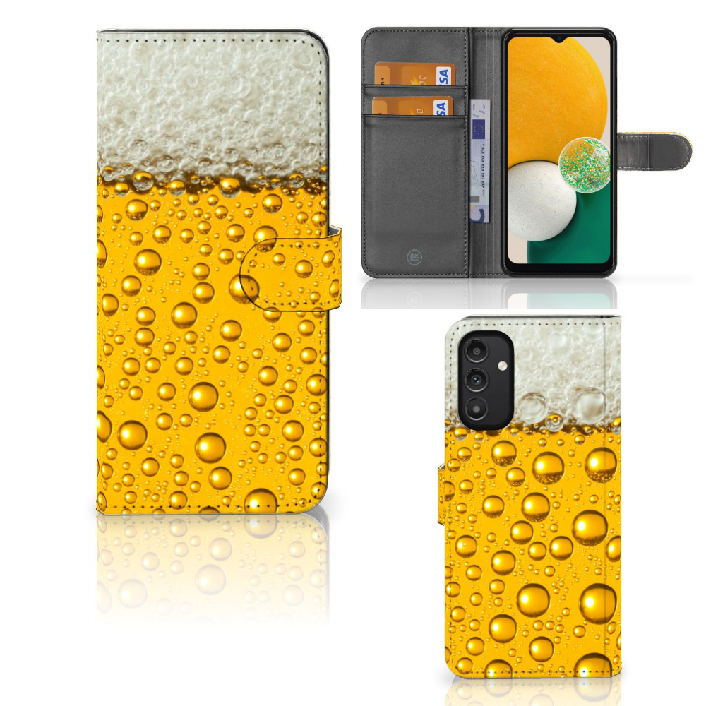 Samsung Galaxy A14 4G Book Cover Bier met biertjes en bubbels detail, perfecte bescherming voor je telefoon.