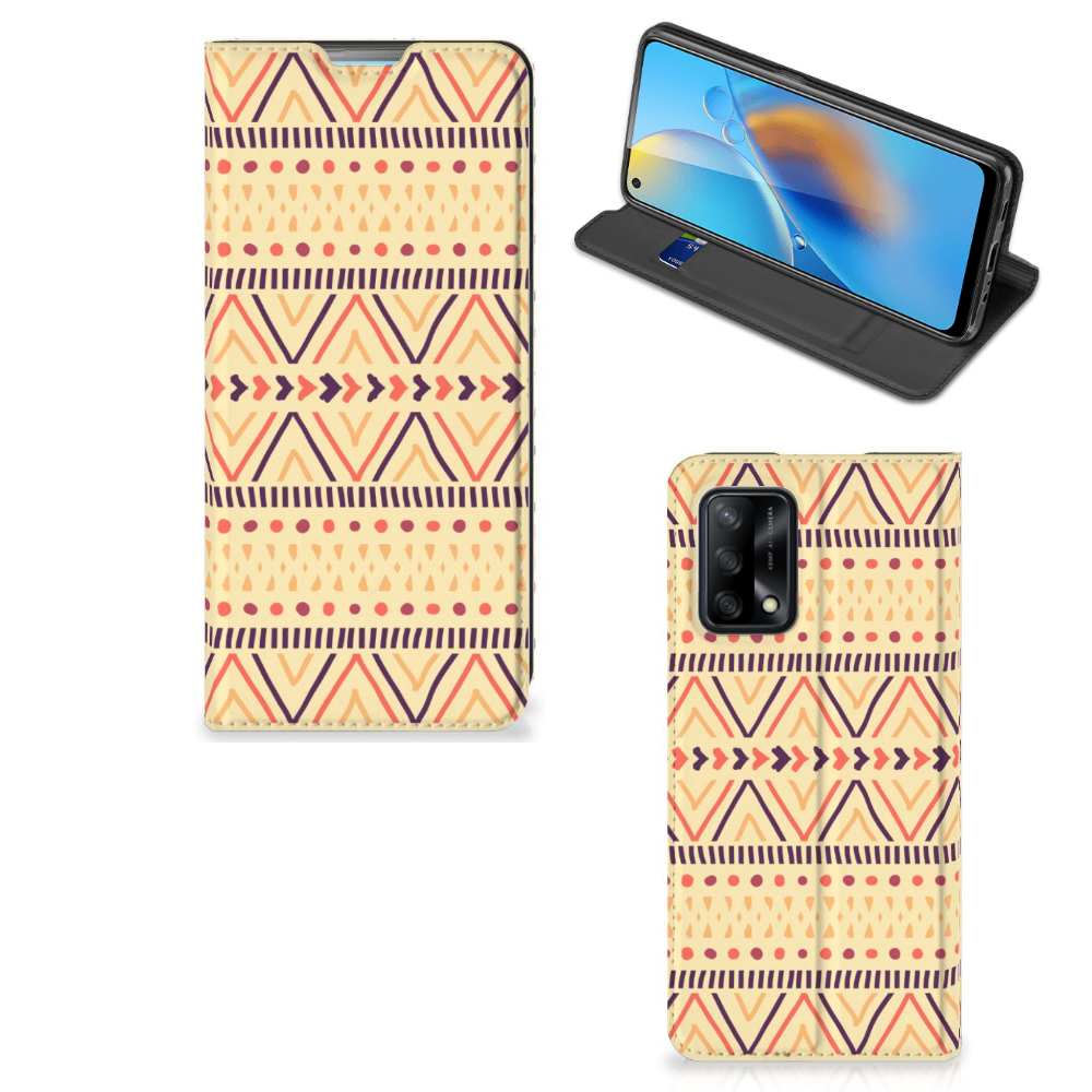 OPPO A74 4G Hoesje met Magneet Aztec Yellow - B2C Telecom