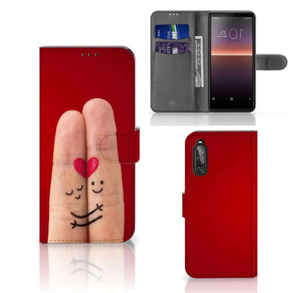 Sony Xperia 10 II Wallet Case met Pasjes Liefde - Origineel Romantisch Cadeau