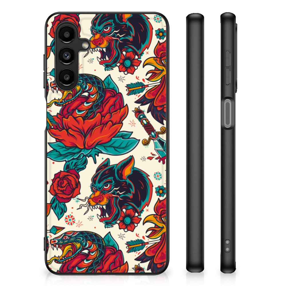 Silicone Back Case voor Samsung Galaxy A14 5G Old Skool met vintage design en tattoo-art stijl.