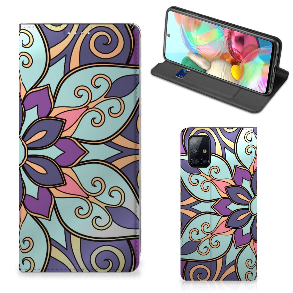 Samsung Galaxy A71 Smart Cover Purple Flower