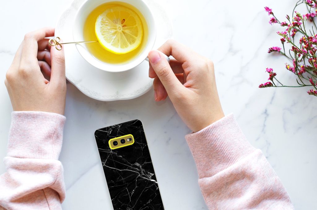 Samsung Galaxy S10e TPU Siliconen Hoesje Marmer Zwart - Origineel Cadeau Vader