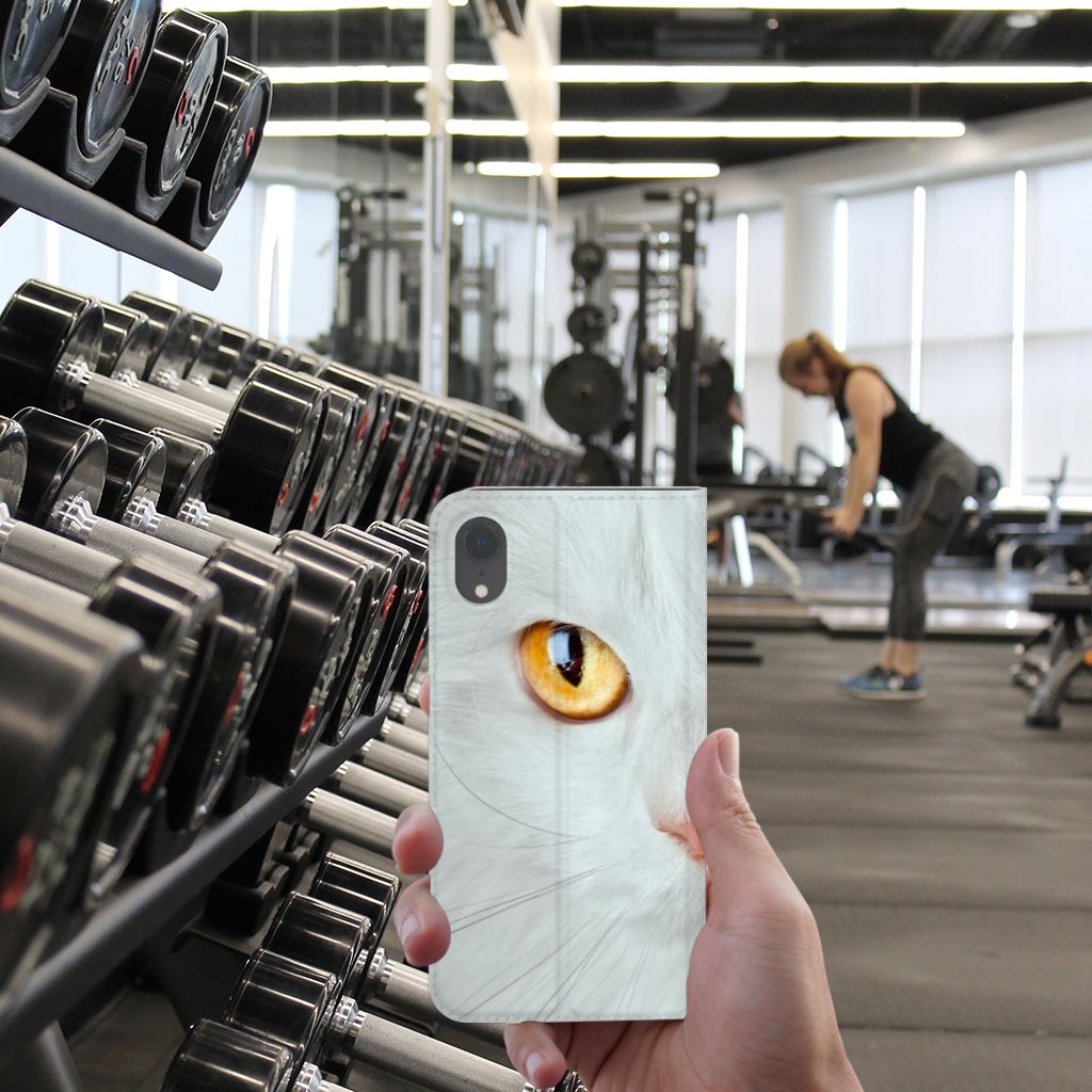 Apple iPhone Xr Hoesje maken Witte Kat