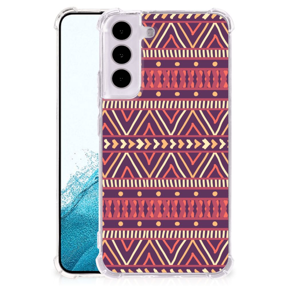 Samsung Galaxy S22 Doorzichtige Silicone Hoesje Aztec Paars