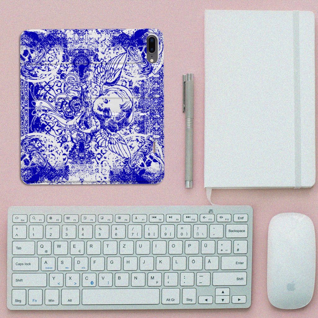 Mobiel BookCase Apple iPhone 7 Plus | 8 Plus Angel Skull Blauw