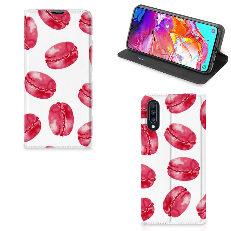 Samsung Galaxy A70 Flip Style Cover Pink Macarons