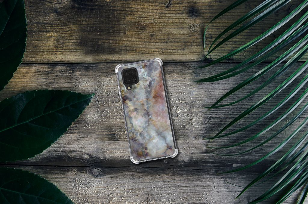 Samsung Galaxy A12 Anti-Shock Hoesje Marmer Grijs - B2C Telecom