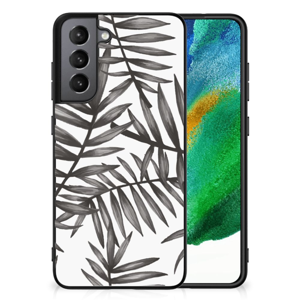 Samsung Galaxy S21FE Bloemen Hoesje Leaves Grey