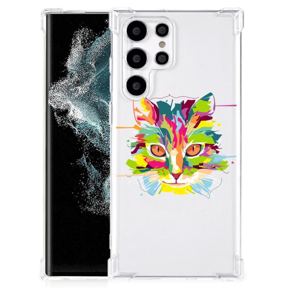 Samsung Galaxy S22 Ultra Stevig Bumper Hoesje Cat Color B2C Telecom