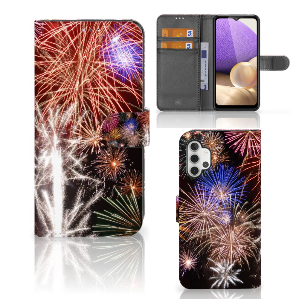 Samsung Galaxy A32 4G Wallet Case met Pasjes Vuurwerk