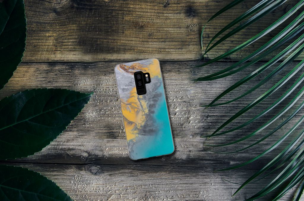 Samsung Galaxy S9 Plus TPU Siliconen Hoesje Marble Blue Gold