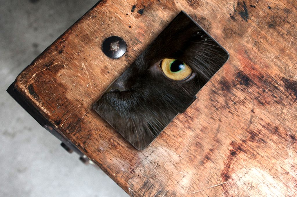 Samsung Xcover Pro Telefoonhoesje met Pasjes Zwarte Kat
