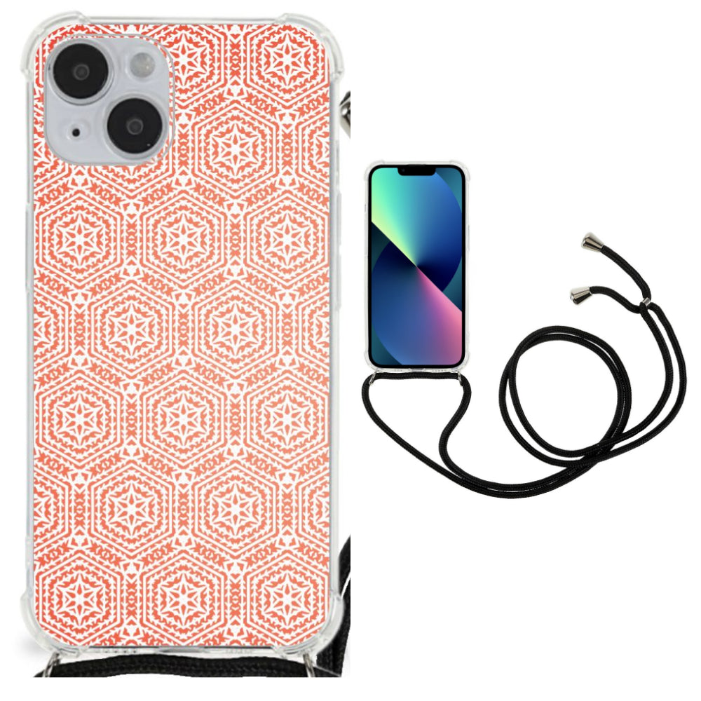 iPhone 14 Plus Doorzichtige Silicone Hoesje Pattern Orange