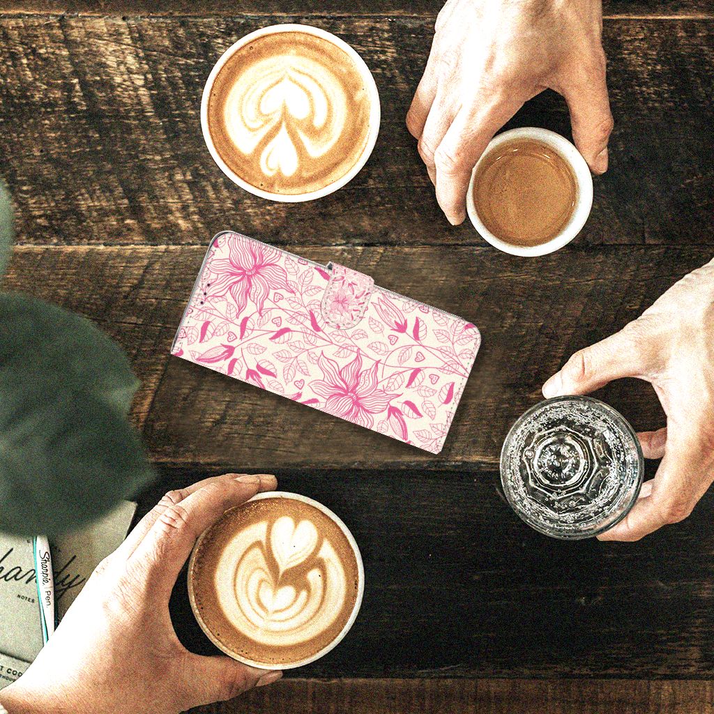 Motorola One Action Hoesje Pink Flowers