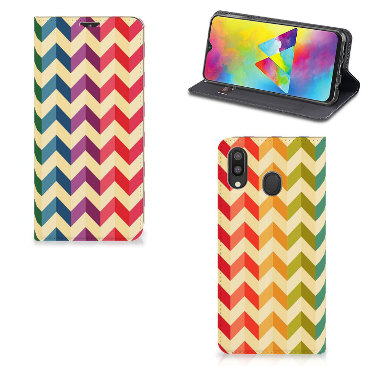 Samsung Galaxy M20 Hoesje met Magneet Zigzag Multi Color