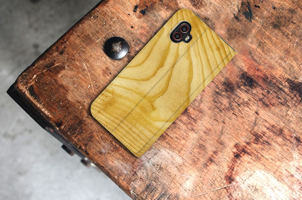 Samsung Galaxy Xcover 6 Pro Book Wallet Case Licht Hout - B2C Telecom