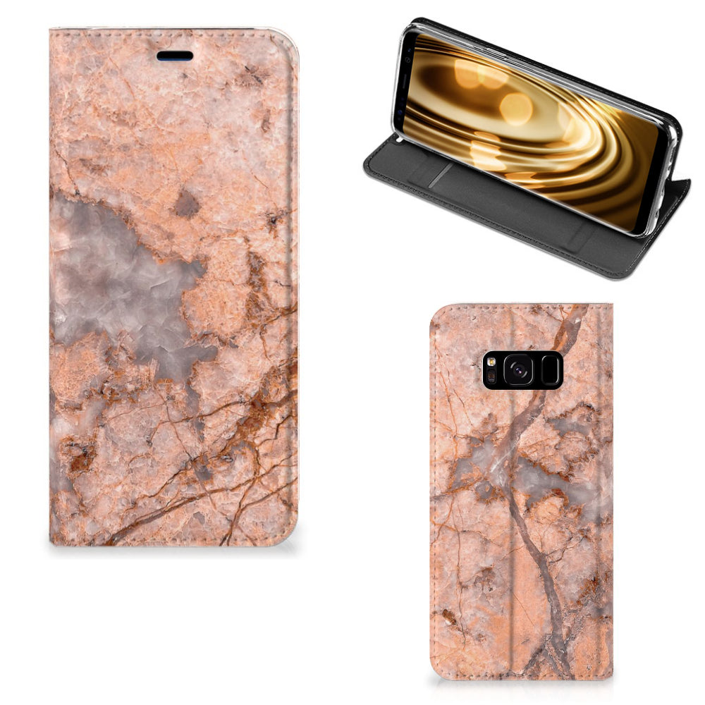 Samsung Galaxy S8 Standcase Marmer Oranje