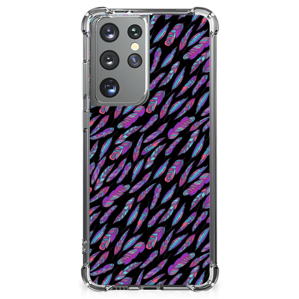 Samsung Galaxy S21 Ultra Doorzichtige Silicone Hoesje Feathers Color B2C Telecom