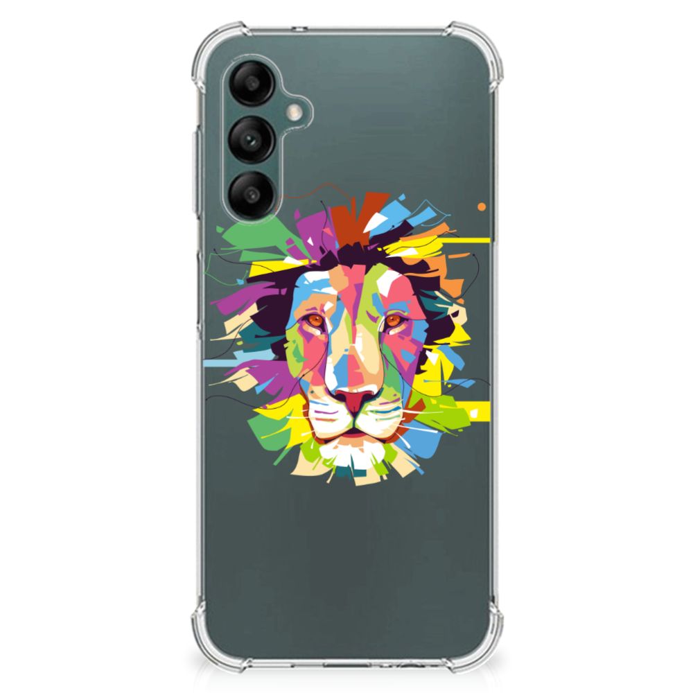 Samsung Galaxy A14 5G/4G Stevig Bumper Hoesje Lion Color met kleurrijk leeuwontwerp