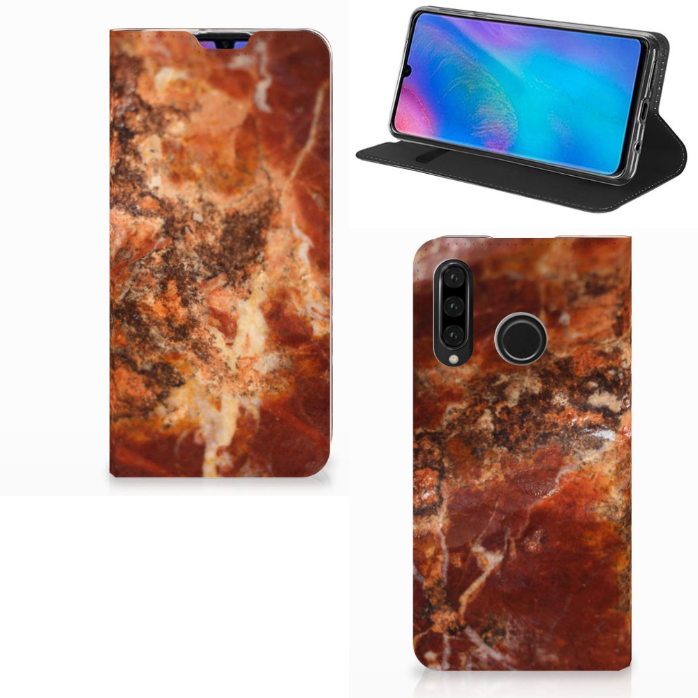Huawei P30 Lite New Edition Standcase Marmer Bruin