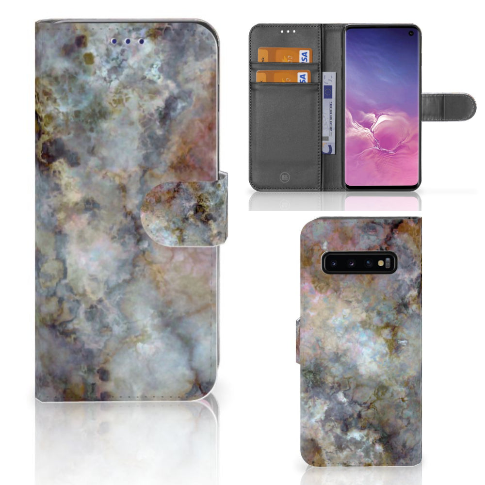 Samsung Galaxy S10 Bookcase Marmer Grijs