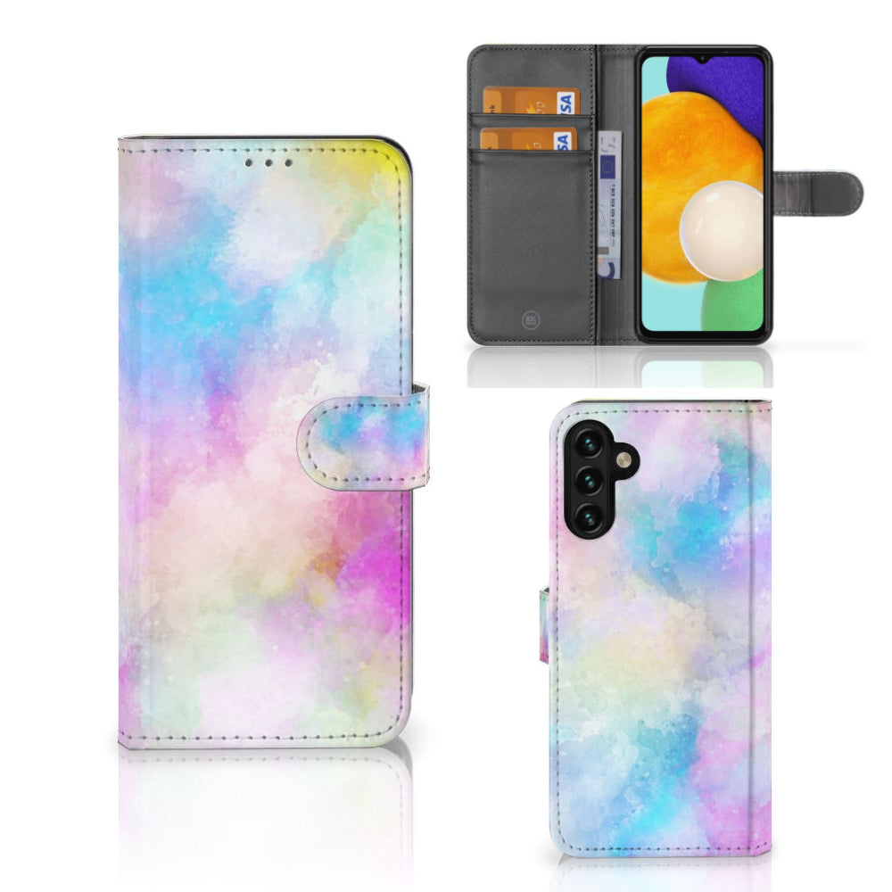 Hoesje Samsung Galaxy A04s | Samsung Galaxy A13 5G Watercolor Light met pasjeshouder en pastelkleuren.
