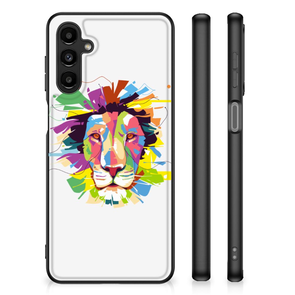 Samsung Galaxy A14 5G Hoesje Lion Color met kleurrijke leeuw illustratie op de achterkant.