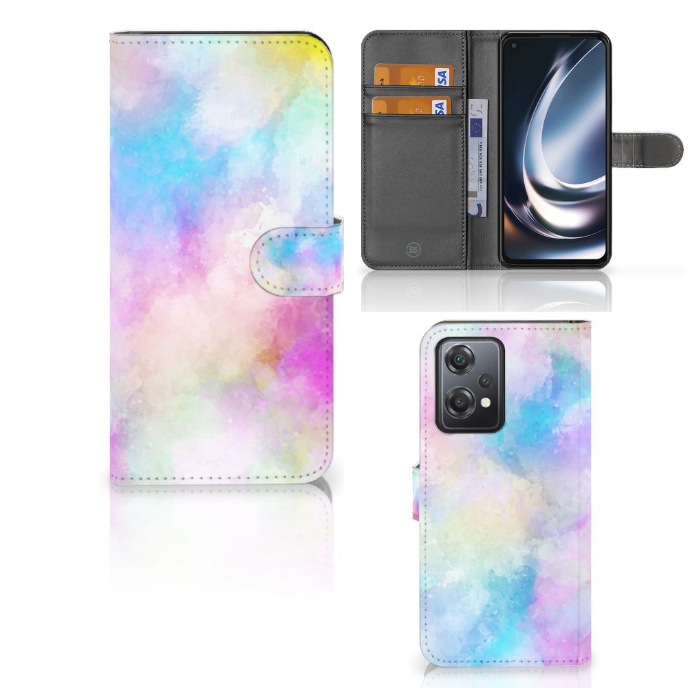 Hoesje OnePlus Nord CE 2 Lite Watercolor Light met pastelkleuren en pasjeshouder.