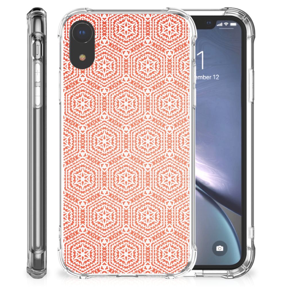 Apple iPhone Xr Doorzichtige Silicone Hoesje Pattern Orange