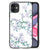 iPhone 11 Uniek Bloemen Hoesje Blossom White met bloemenprint en zwarte randen, geschikt voor dagelijkse bescherming.