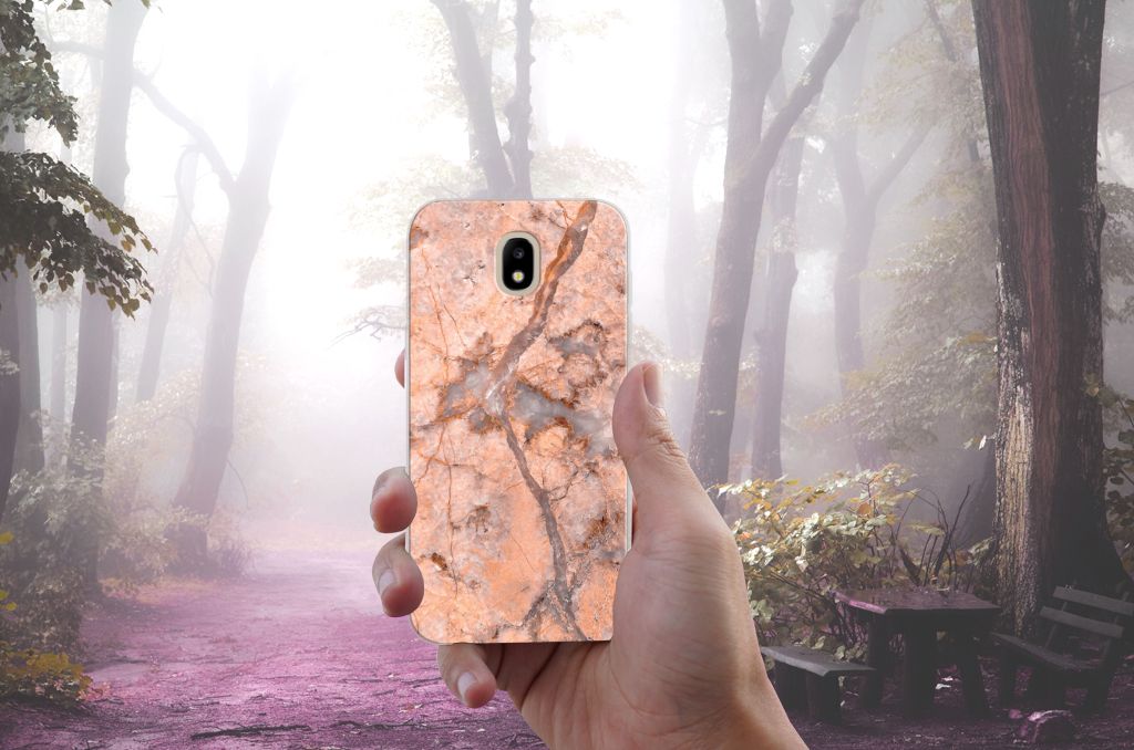 Samsung Galaxy J5 2017 TPU Siliconen Hoesje Marmer Oranje