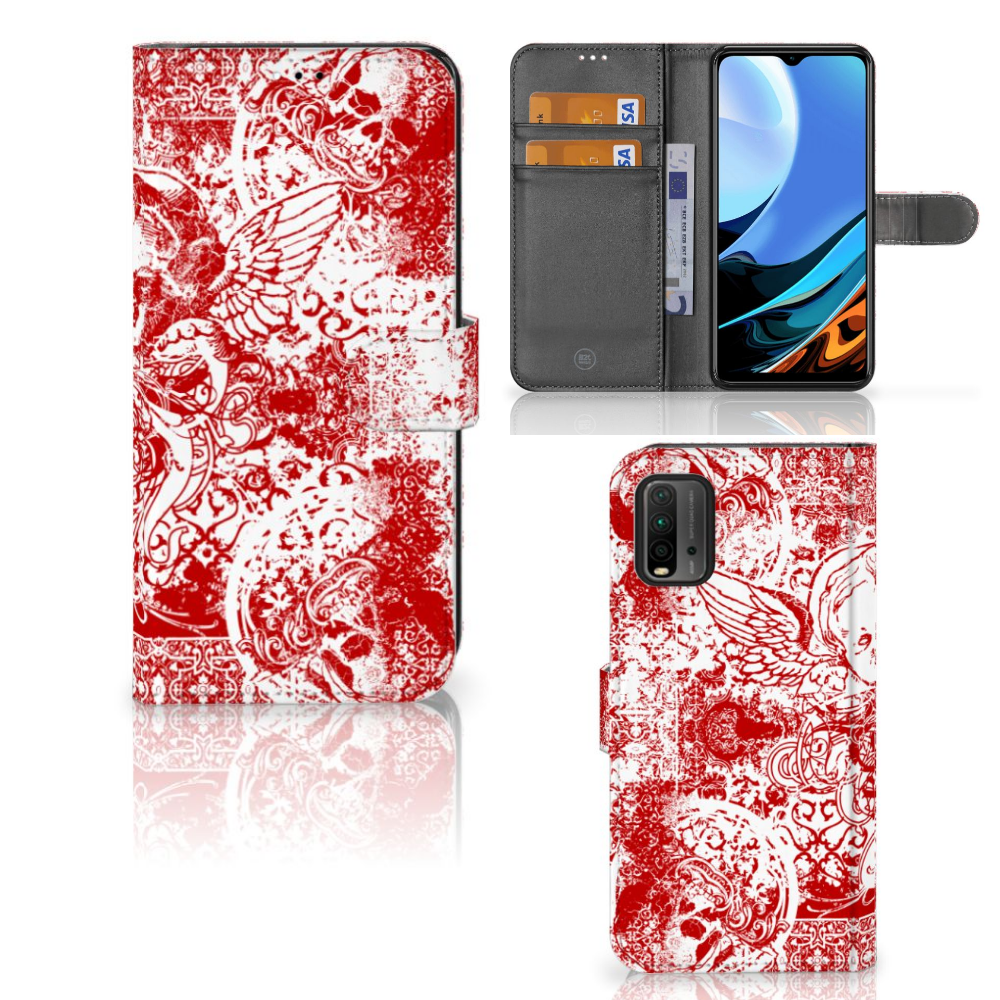 Telefoonhoesje met Naam Xiaomi Redmi 9T | Poco M3 Angel Skull Rood