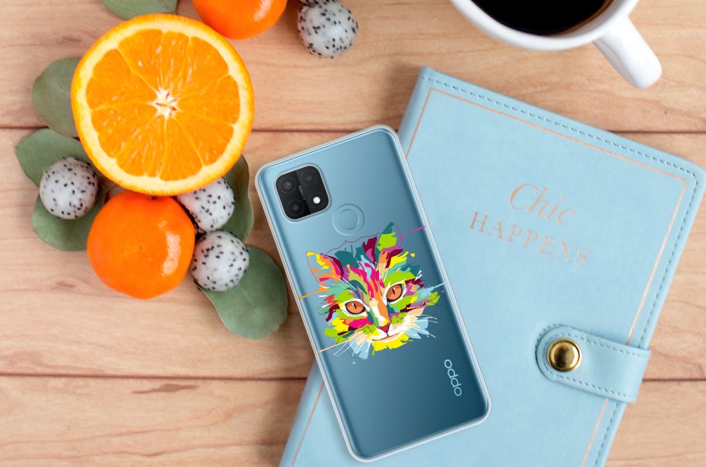 OPPO A15 Telefoonhoesje met Naam Cat Color B2C Telecom