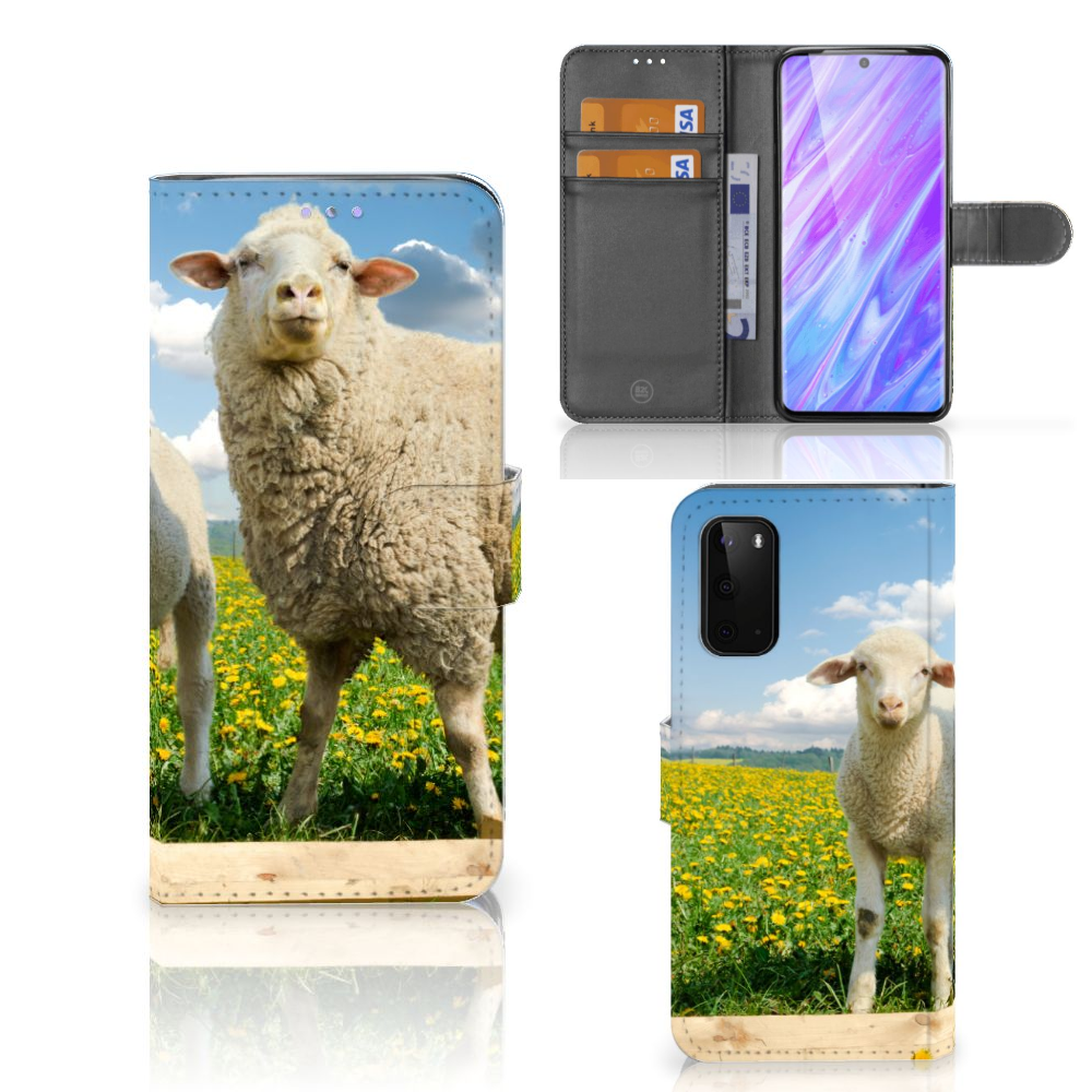 Samsung Galaxy S20 Telefoonhoesje met Pasjes Schaap en Lammetje