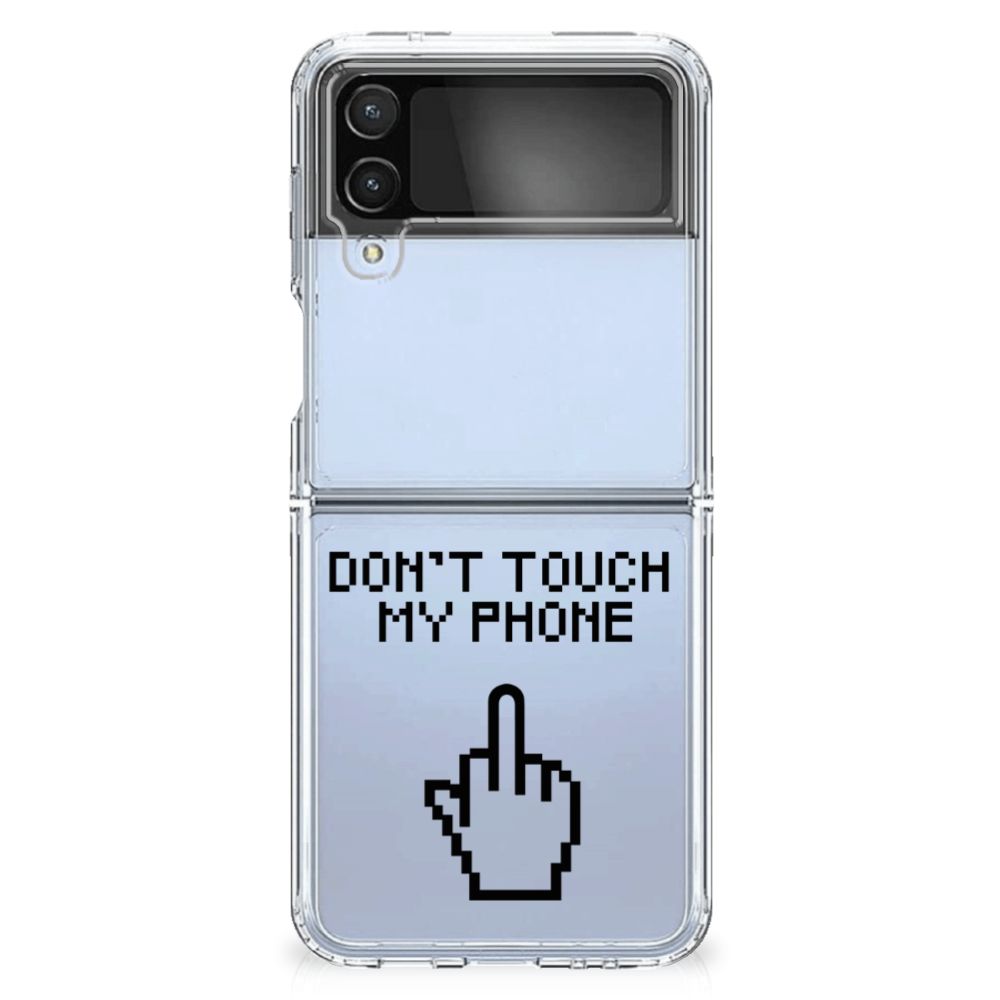 Samsung Galaxy Z Flip 4 Silicone-hoesje Finger Don't Touch My Phone