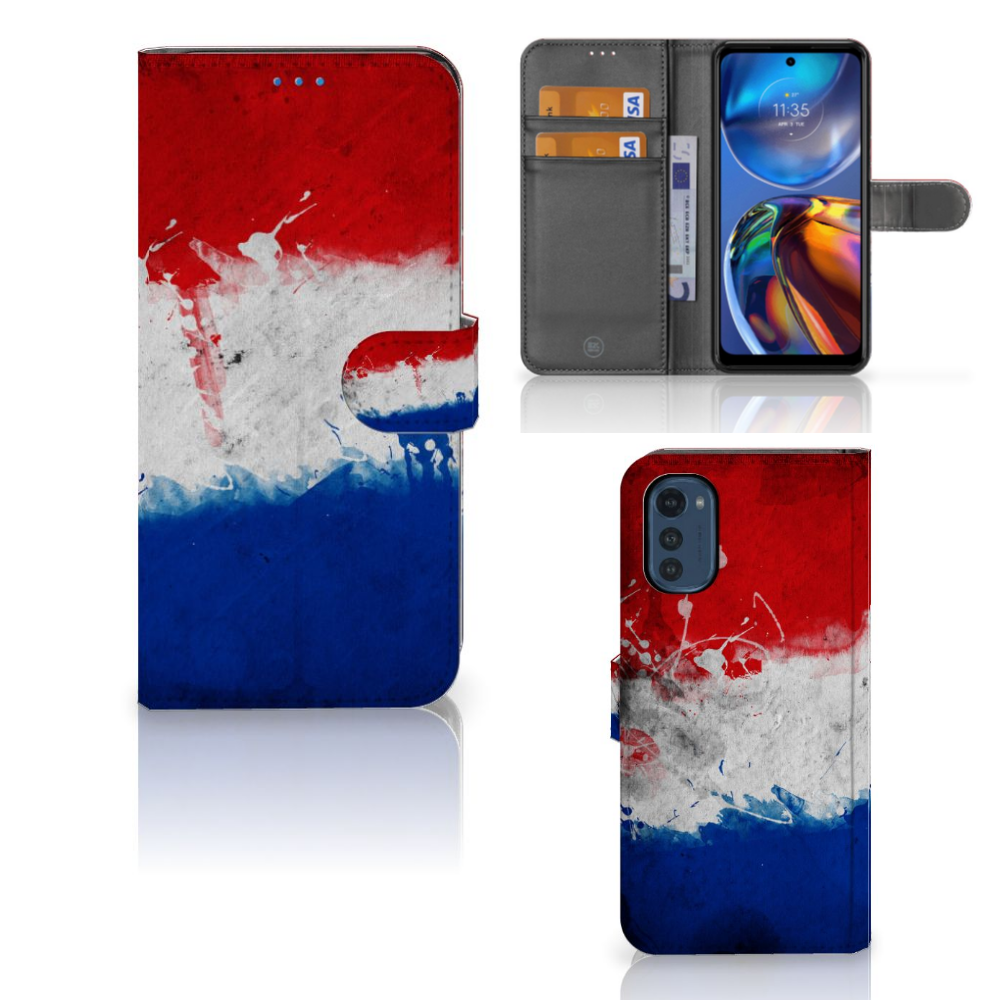 Motorola Moto E32 | Moto E32s Bookstyle Case Nederland met artistiek ontwerp van Nederlandse vlag