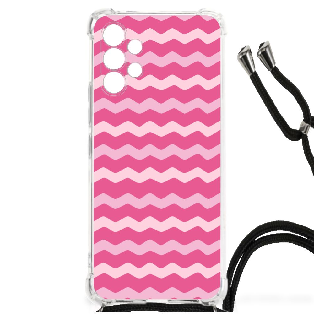Samsung Galaxy A13 4G Doorzichtige Silicone Hoesje Waves Pink B2C Telecom