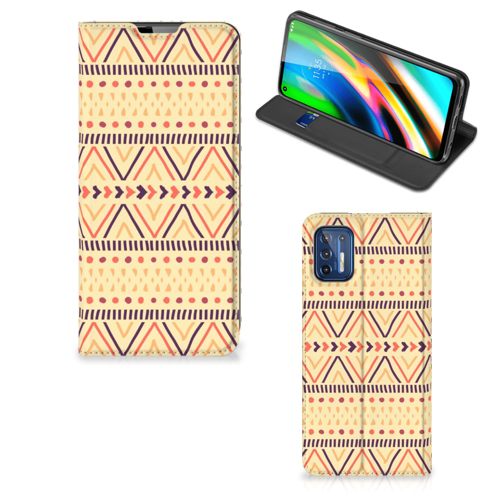 Motorola Moto G9 Plus Hoesje met Magneet Aztec Yellow - B2C Telecom
