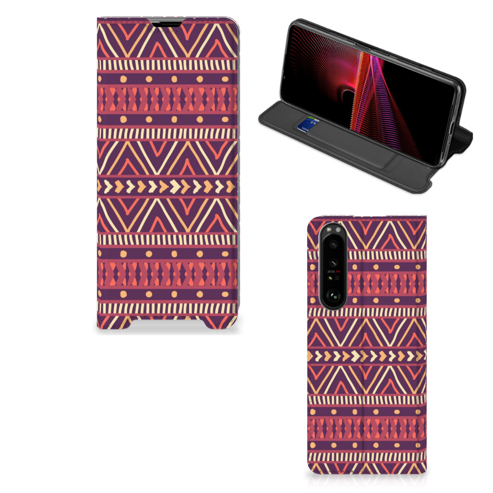 Sony Xperia 1 III Hoesje met Magneet Aztec Paars - B2C Telecom