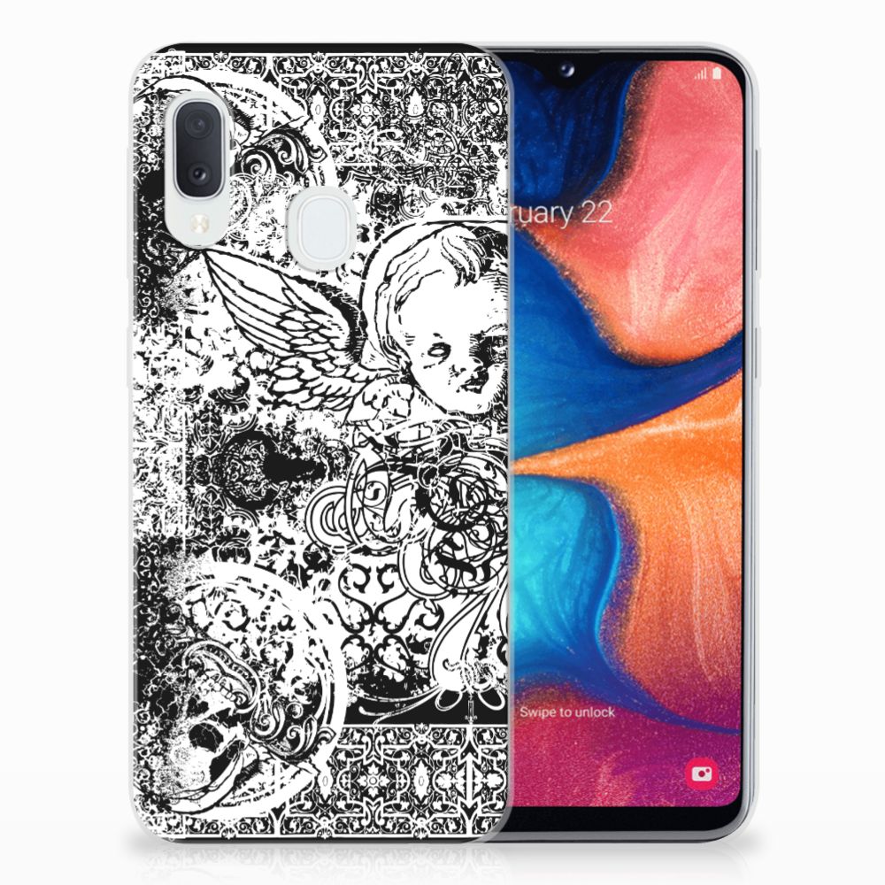 Silicone Back Case Samsung Galaxy A20e Skulls Angel