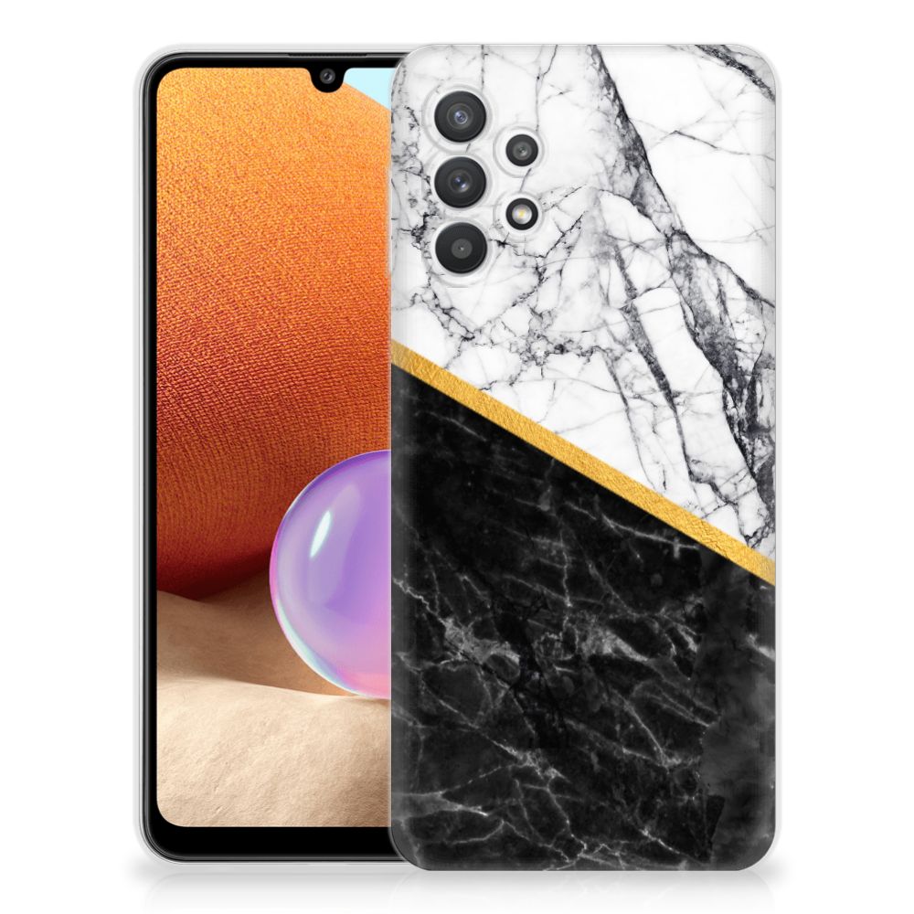 Samsung Galaxy A32 4G | A32 5G Enterprise Editie TPU Siliconen Hoesje Marmer Wit Zwart - Origineel Cadeau Man B2C Telecom