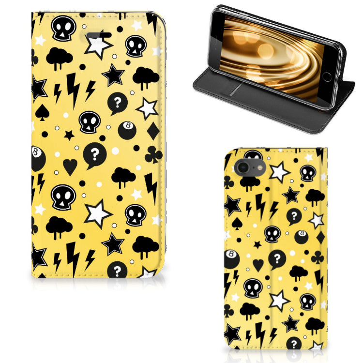 Mobiel BookCase iPhone 7 | 8 | SE (2020) | SE (2022) Punk Geel
