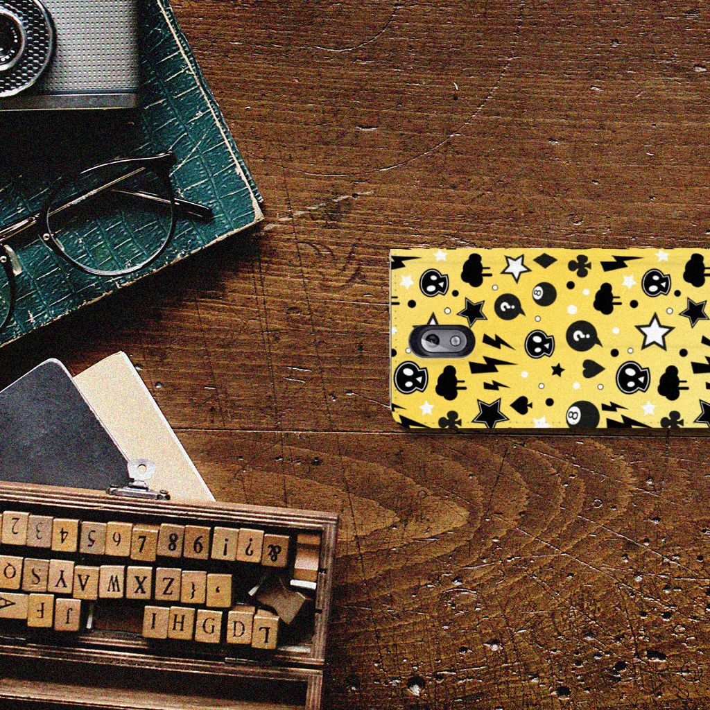 Mobiel BookCase Nokia 3.1 (2018) Punk Geel