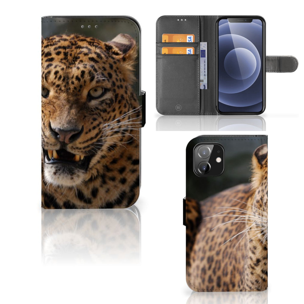 iPhone 12 | 12 Pro (6.1") Telefoonhoesje met Pasjes Luipaard