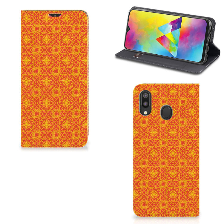 Samsung Galaxy M20 Hoesje met Magneet Batik Oranje
