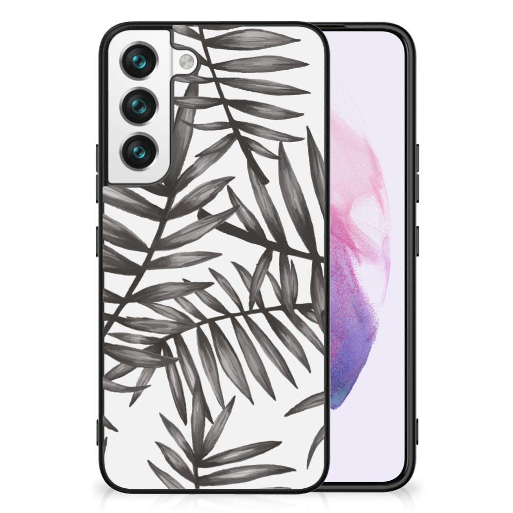 Samsung Galaxy S22 Bloemen Hoesje Leaves Grey