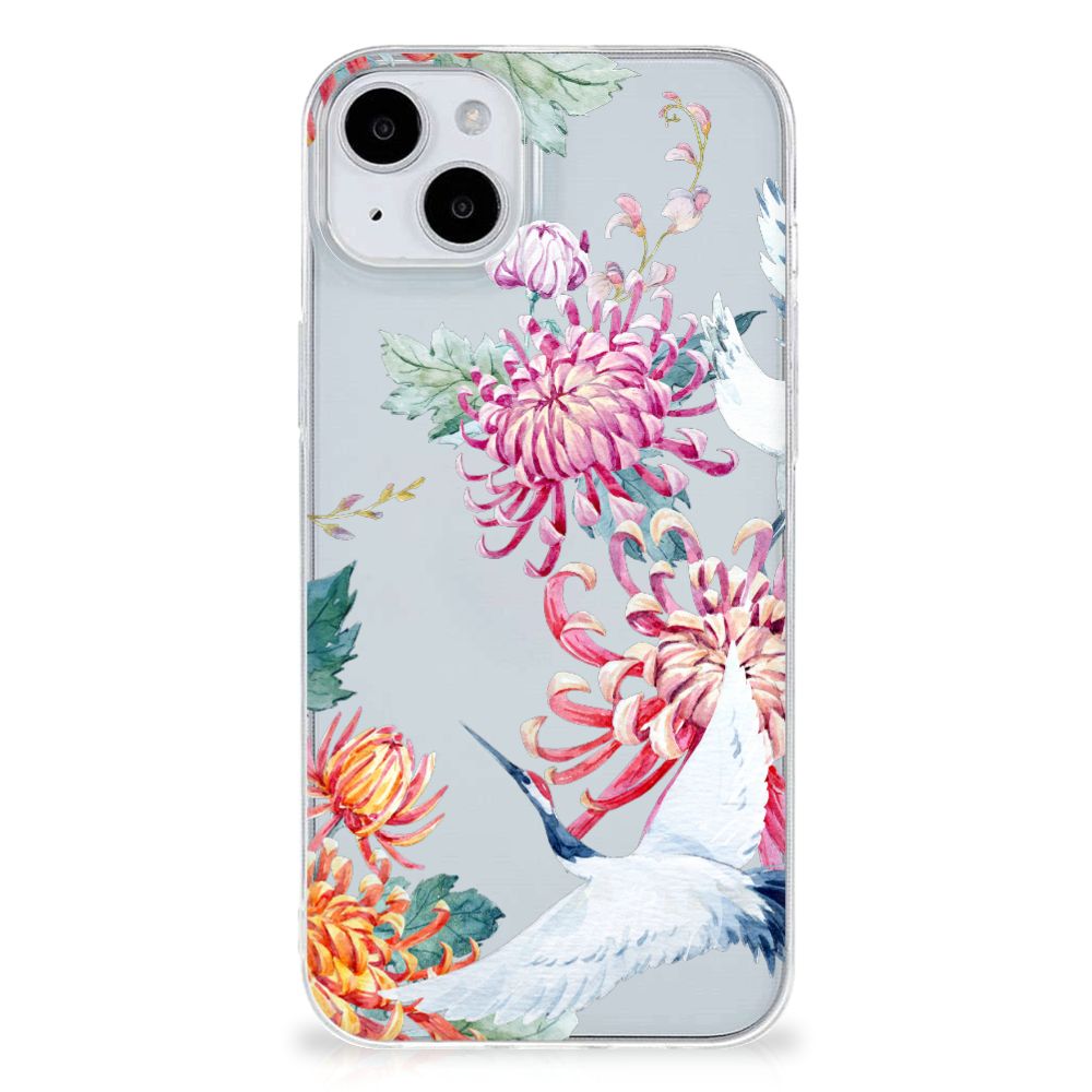 iPhone 15 TPU Hoesje Bird Flowers