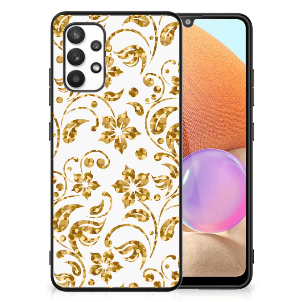 Samsung Galaxy A32 4G | A32 5G Enterprise Editie Bloemen Hoesje Gouden Bloemen B2C Telecom