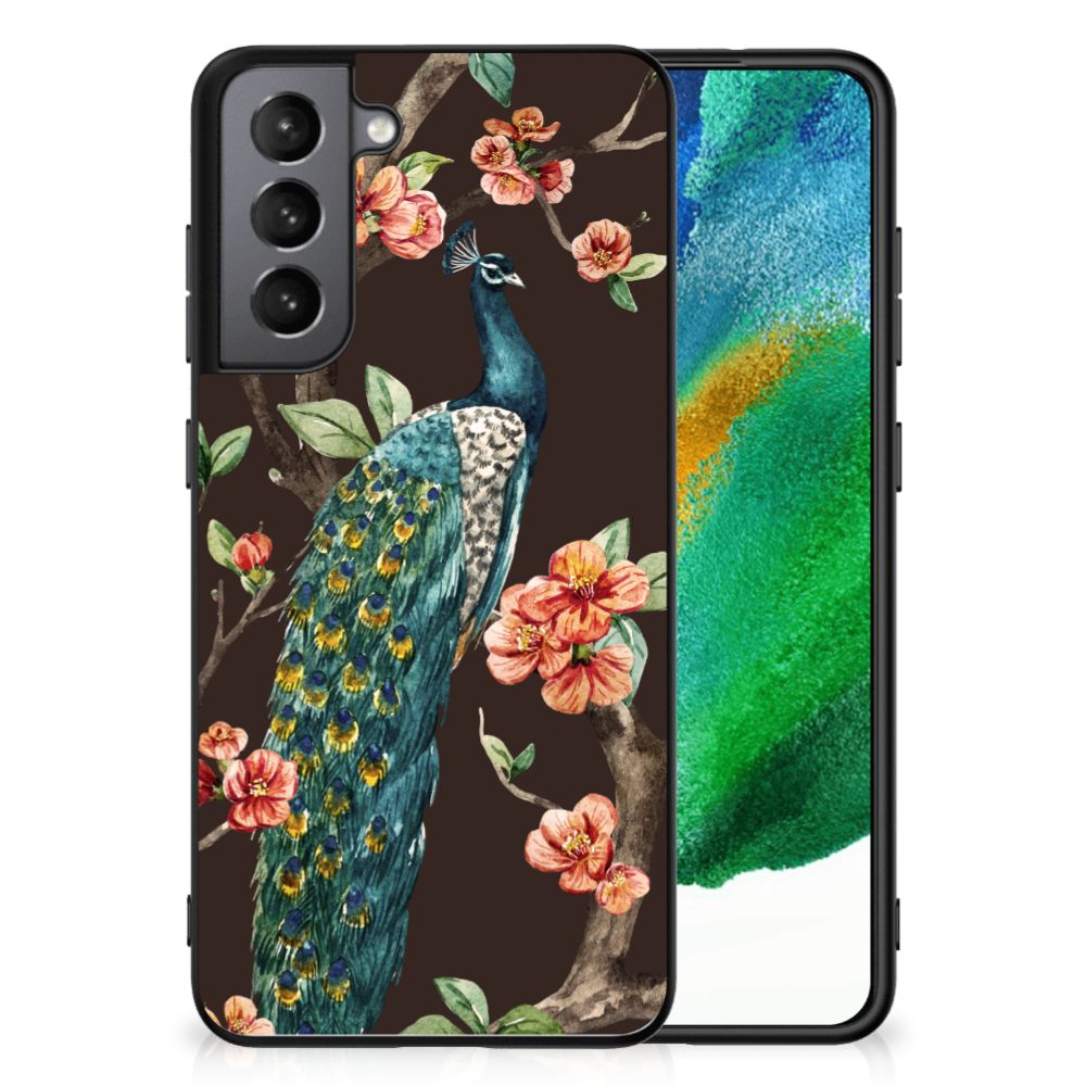 Samsung Galaxy S21FE Dierenprint Telefoonhoesje Pauw met Bloemen
